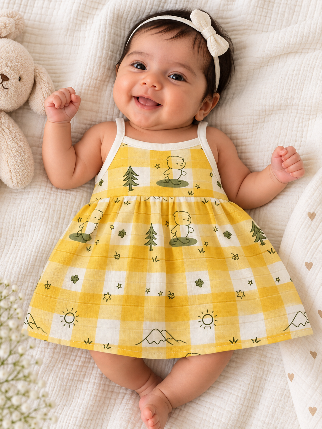 Sunny Meadow Bear Frock ( SHOULDER KNOT STRAPS )
