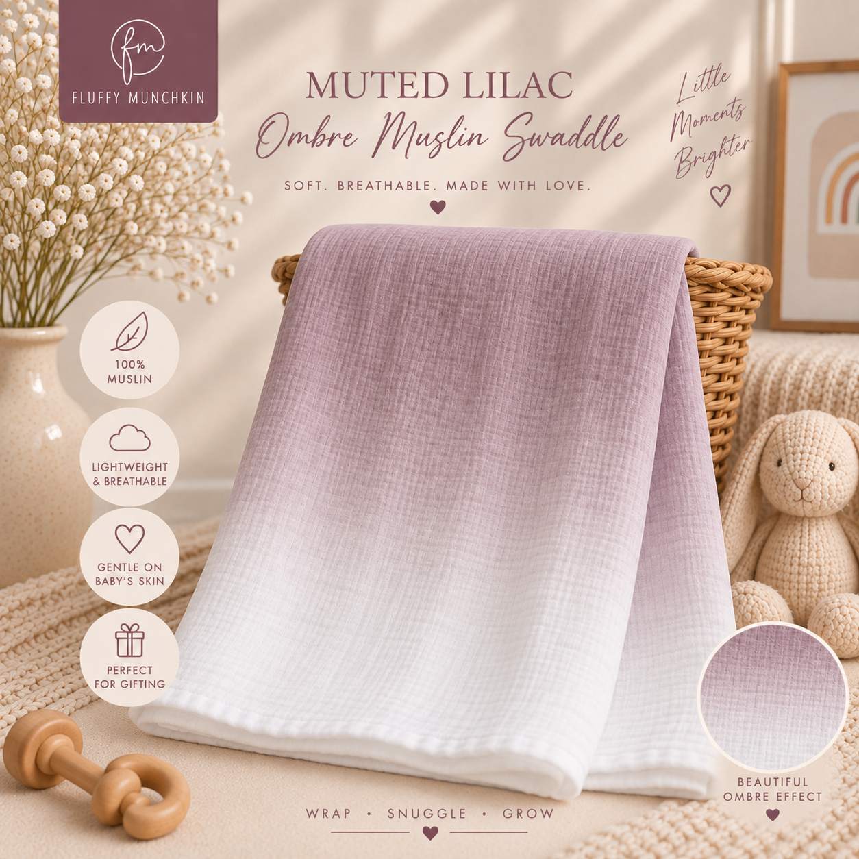 Lilac Whisper Ombre Swaddle