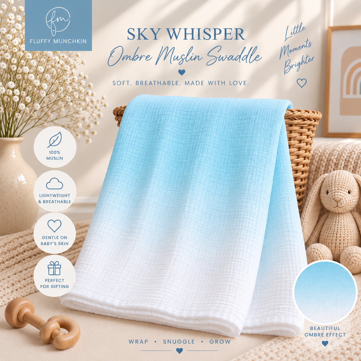 Sky Whisper Ombre Swaddle