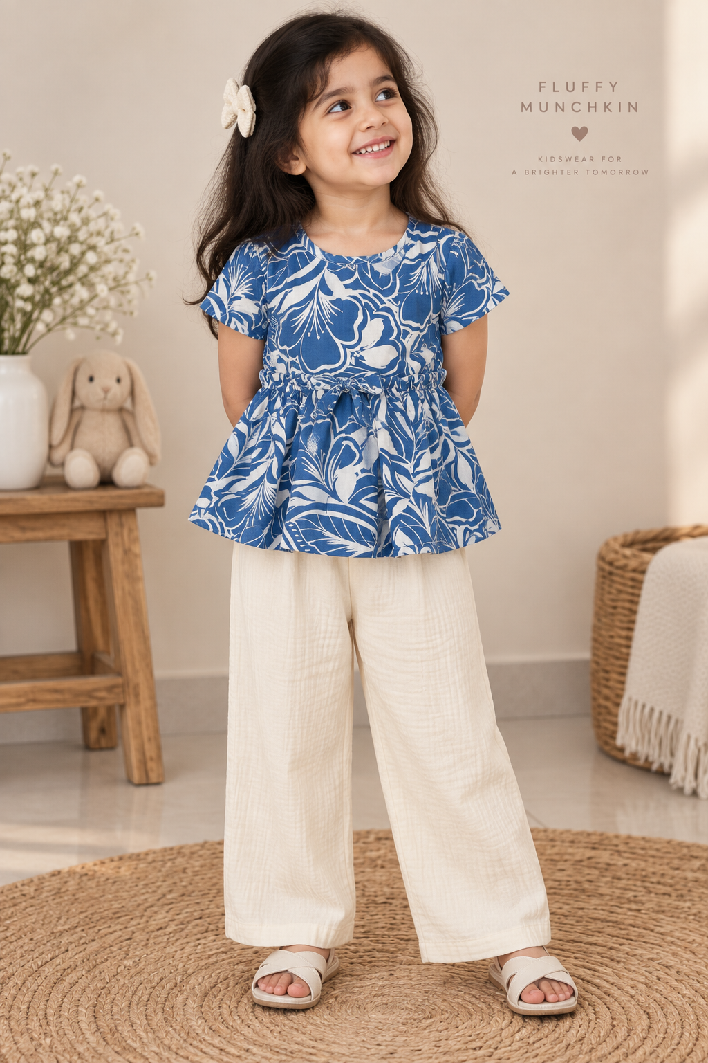Blue Floral Muslin Co-ord Set
