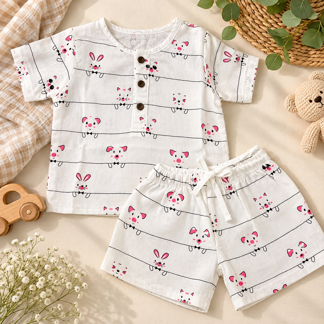 Little Pals Double-Layer Muslin Co-ord Set