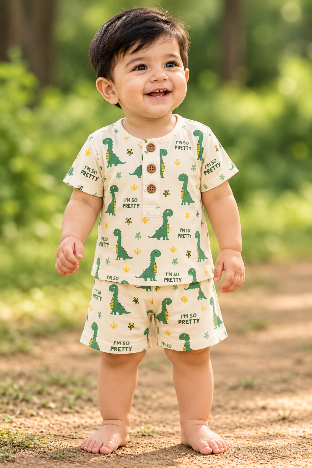 Little Dino Dreams – Unisex Muslin Co-ord Set