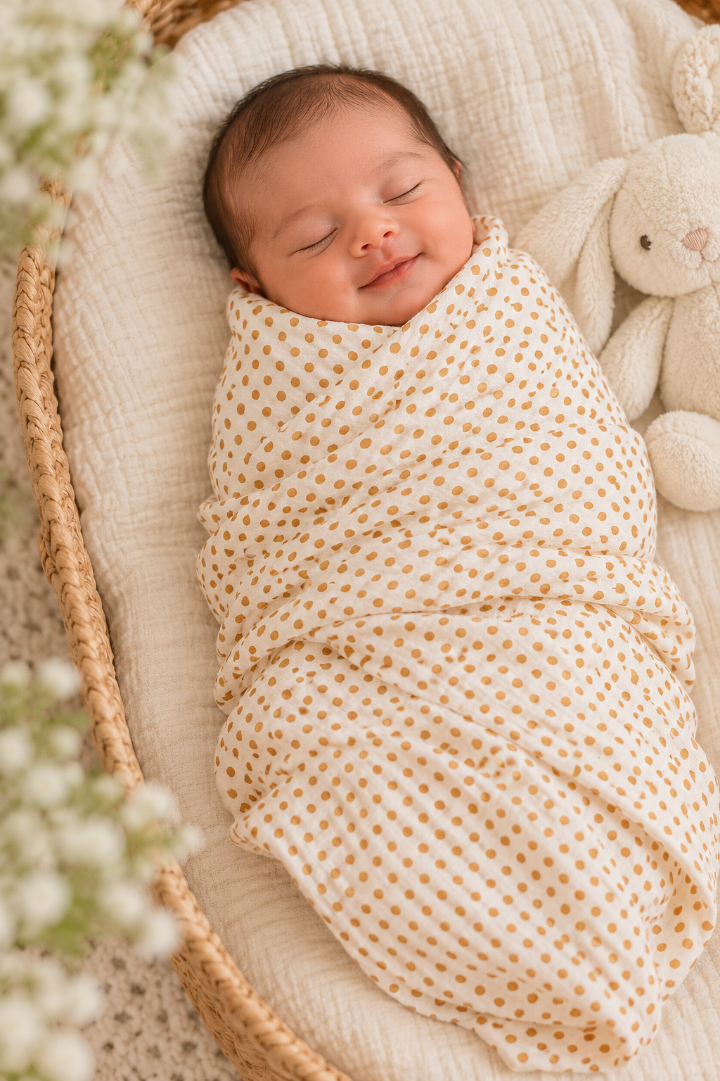 Little Dots Double-Layer Bamboo Muslin Swaddle
