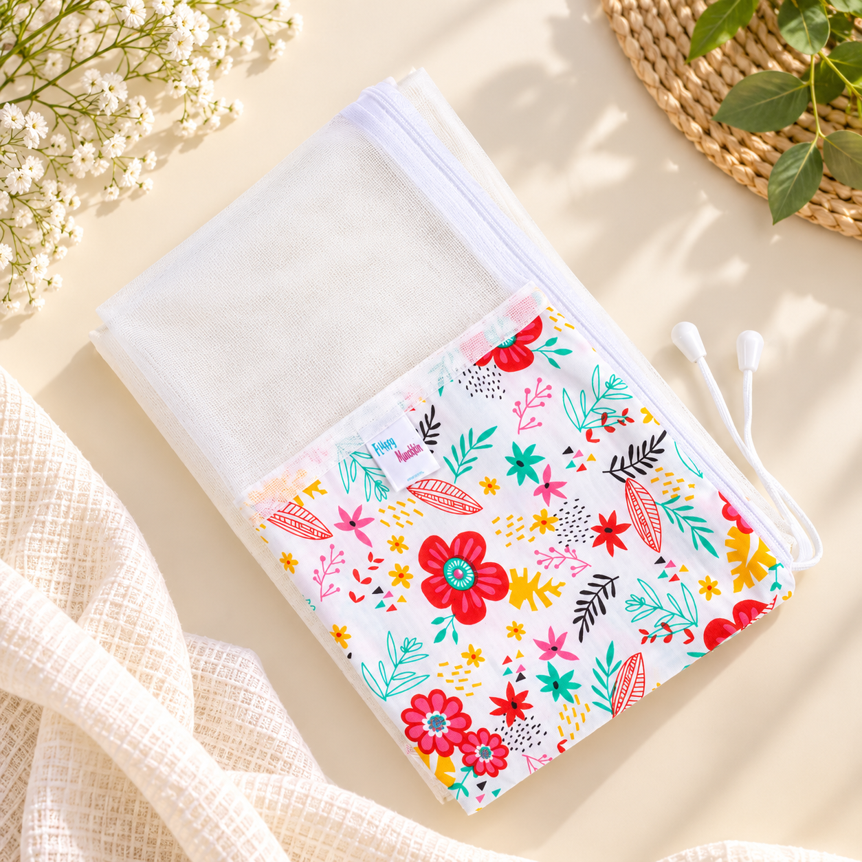 Fluffy Munchkin Bloom Garden Mosquito Net for thottil