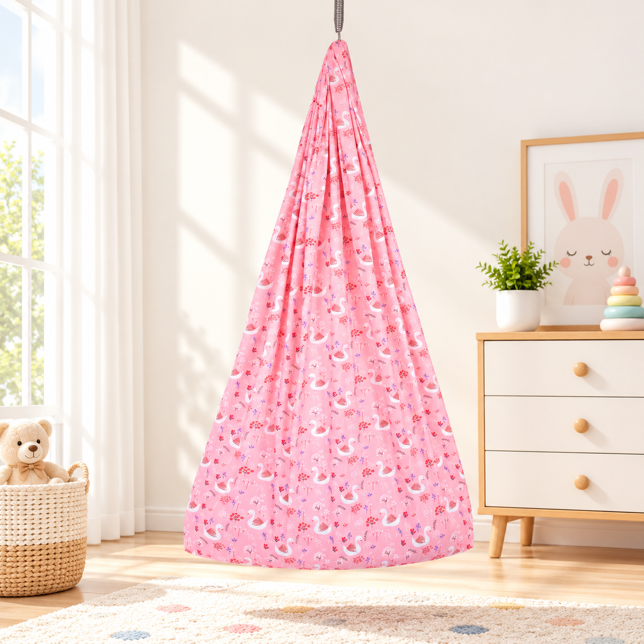 Swan Serenade Organic Cotton Baby Thottil