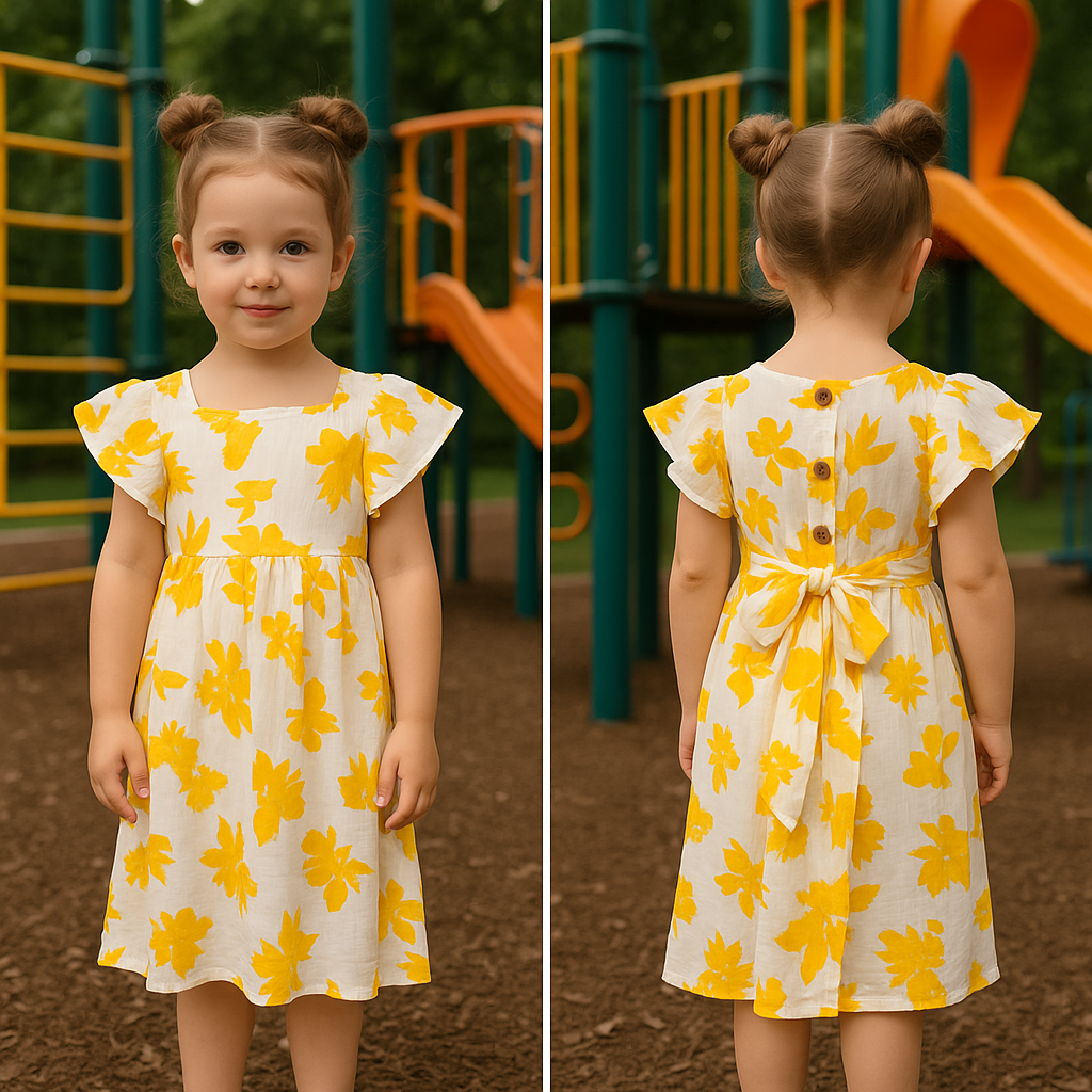 Muslin Frill Frock - Sunny Yellow