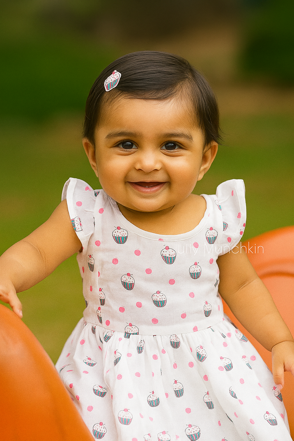 Back button frill frock - strawberry kitty