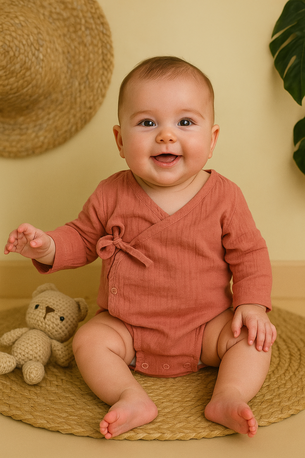 Full Sleeves Onesies - Brown Kimono