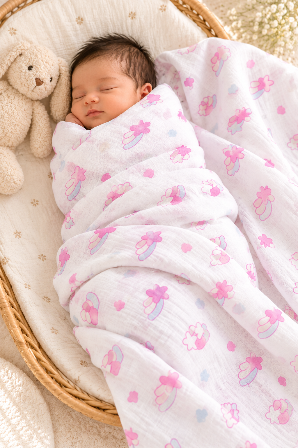 Dreamy Skies Organic Muslin Swaddle – 100 cm
