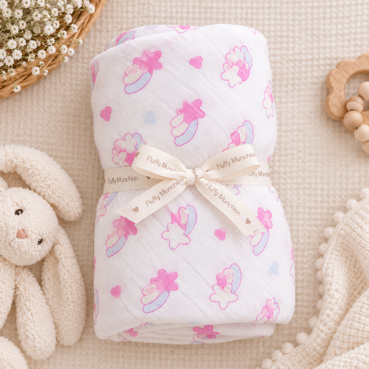Dreamy Skies Organic Muslin Swaddle – 100 cm