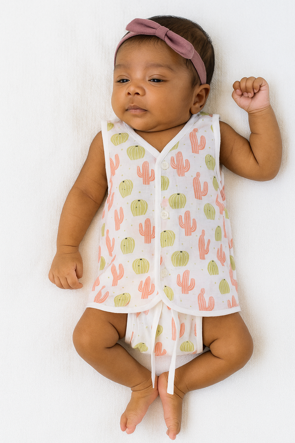 Sleeveless Jabla & Nappy Set – Cactus Print (Preemie & 0-3M)