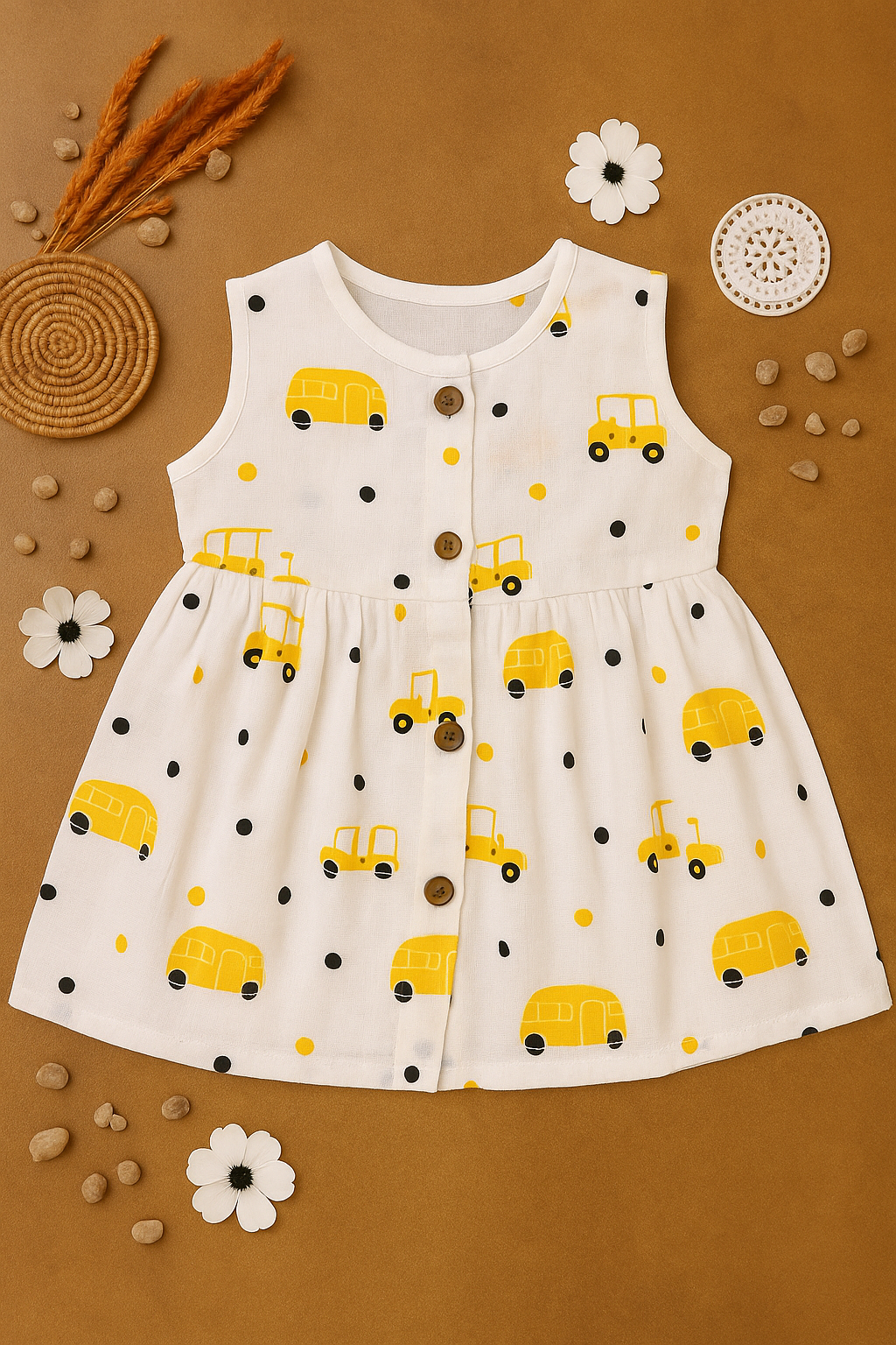 SLEEVELESS MUSLIN FROCK 3-6m