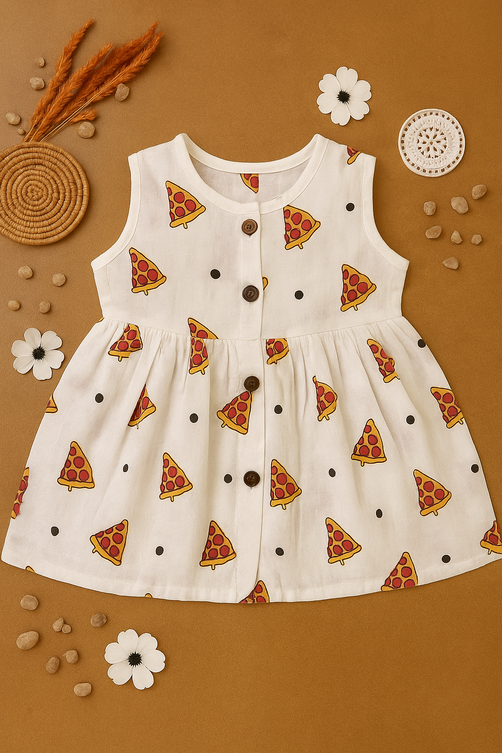 SLEEVELESS MUSLIN FROCK 3-6M