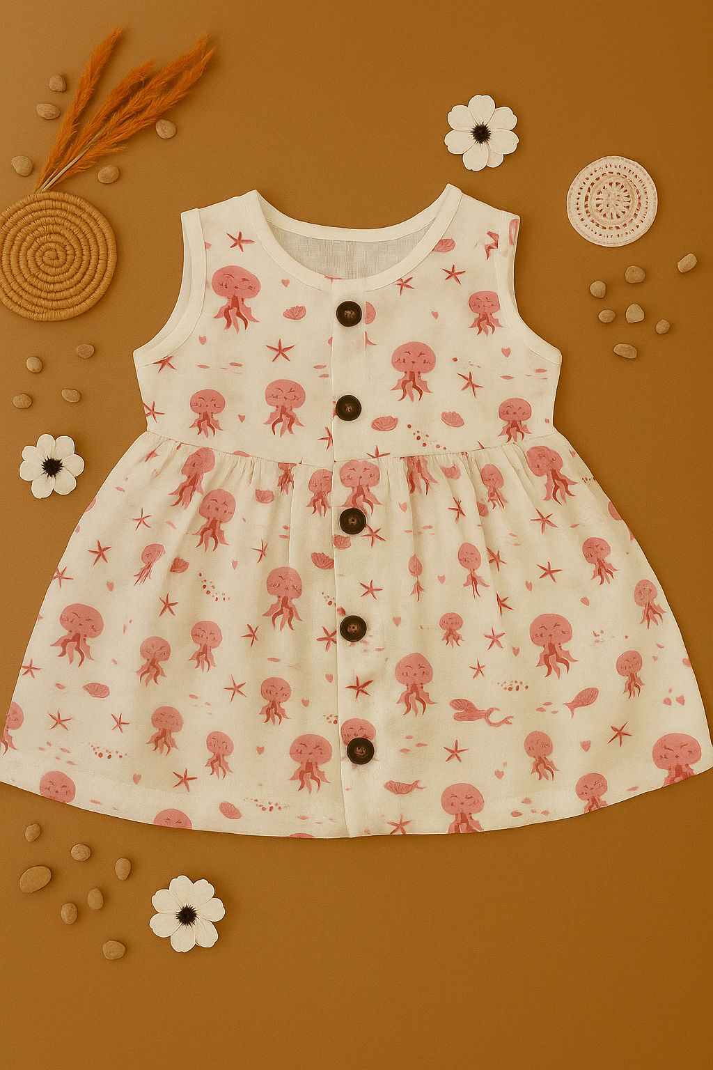 SLEEVELESS MUSLIN FROCK 3-6m
