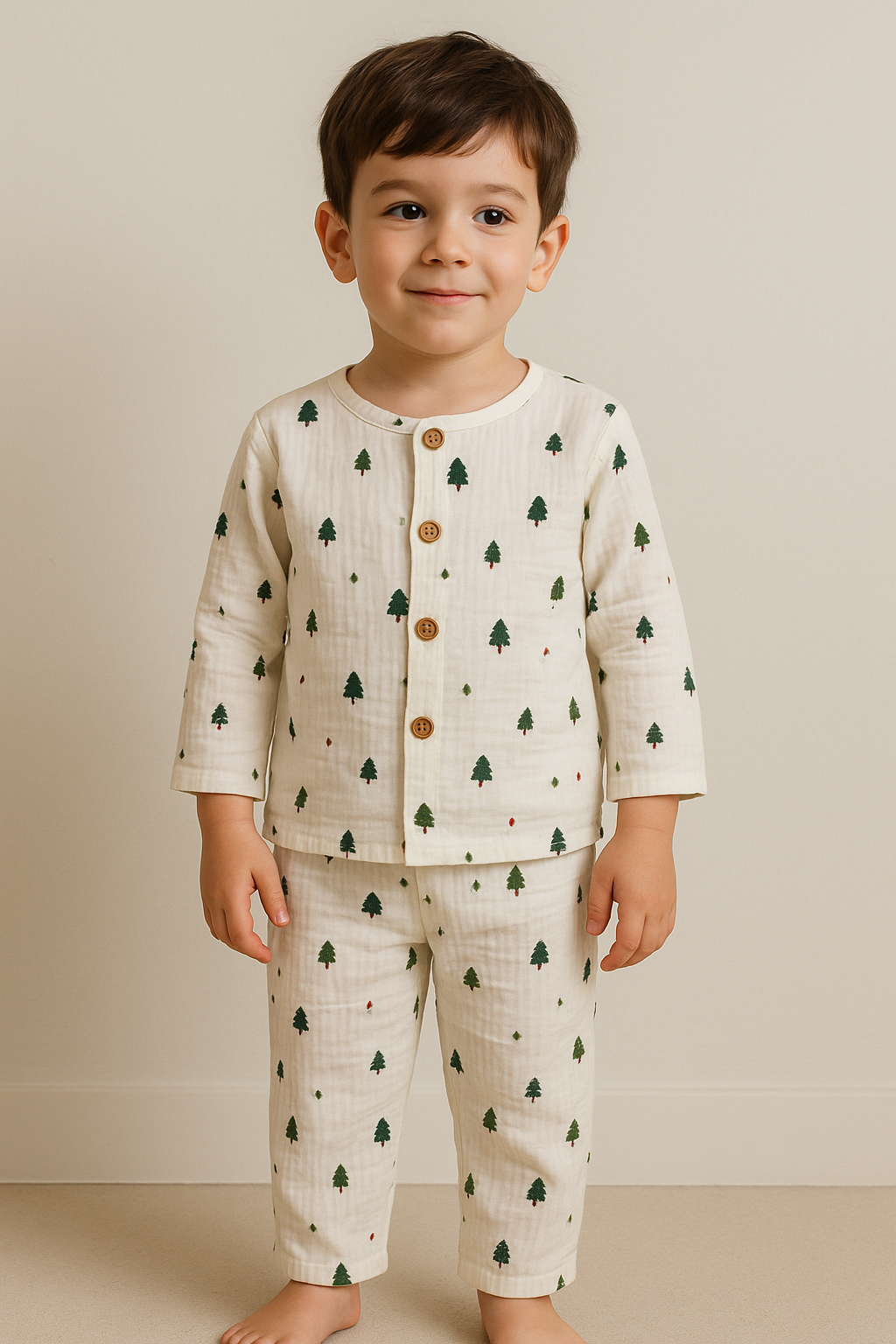 Double-Layered Organic Muslin Full Sleeves Pyjama Set – Ultra-Soft, Breathable & Unisex