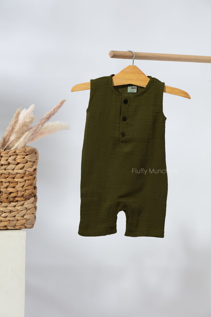Knee Length Romper - Army Green
