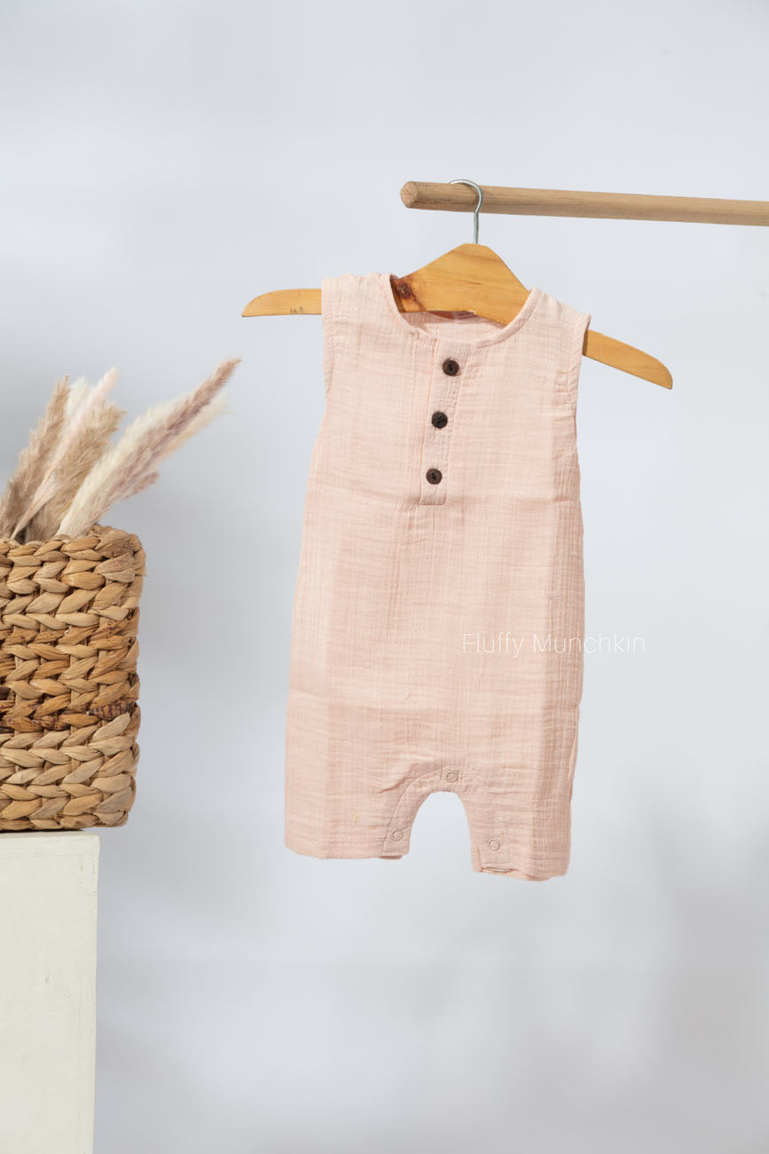 Knee Length Romper - Pastel Peach