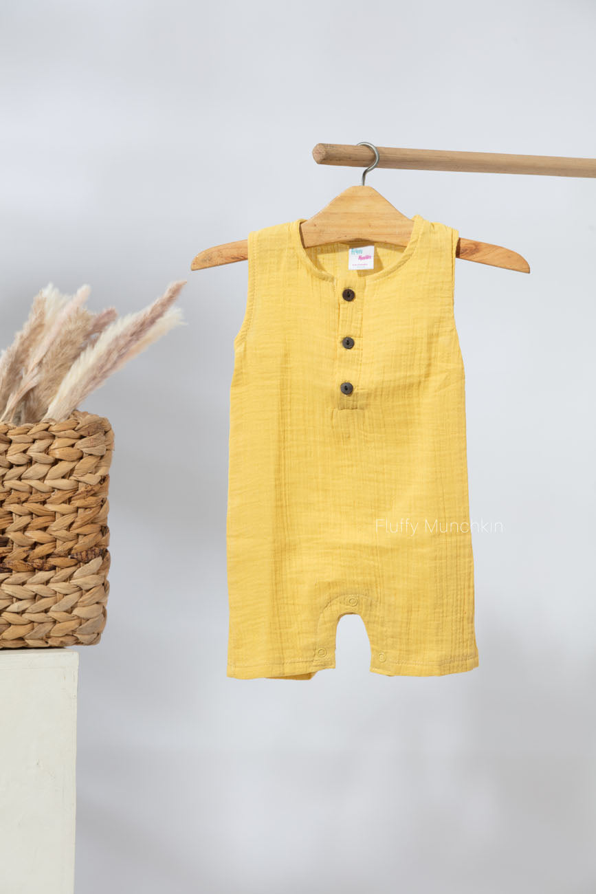 Knee Length Romper- Pastel Yellow