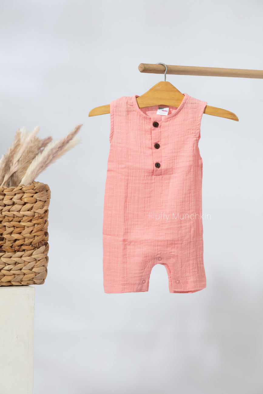 Knee Length Romper- Peach