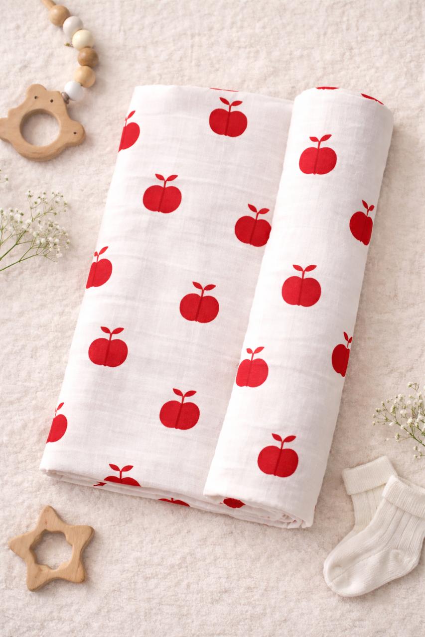 Apple Bloom Muslin Swaddle – 110 x 110 cm